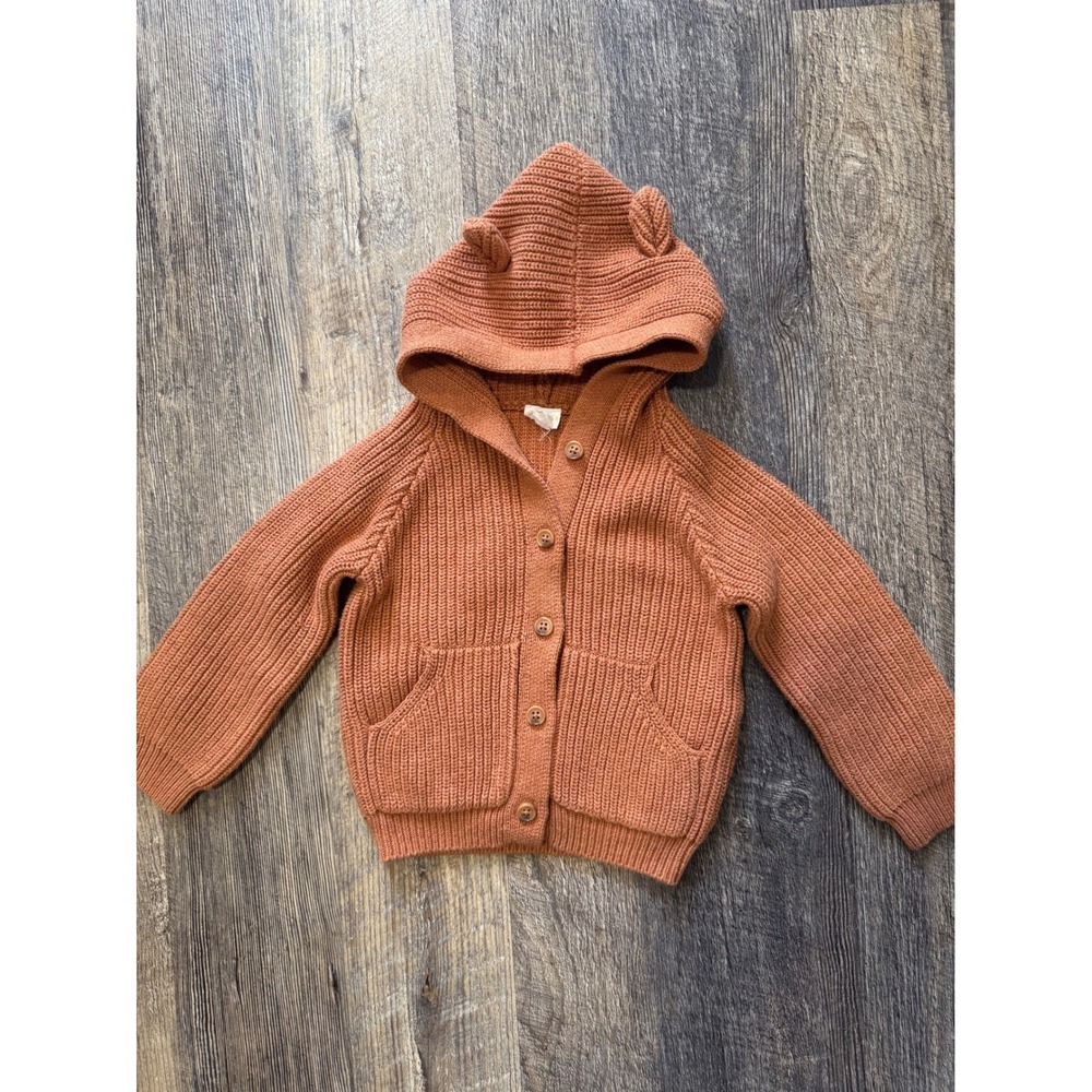 Jamie‎ Kay size 2 rust bear sweater cardigan A10